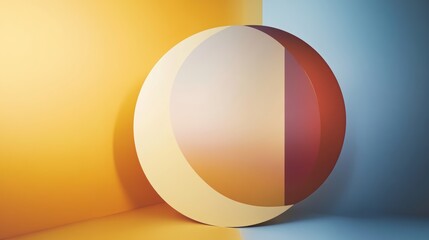 Wall Mural - geometric harmony: an abstract composition featuring a vibrant sphere casting dynamic shadows, showc