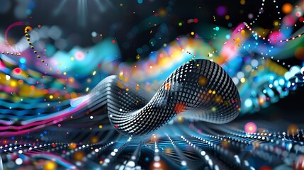 Wall Mural - abstract flowing shapes with vibrant colors and dynamic patterns creating an immersive digital exper