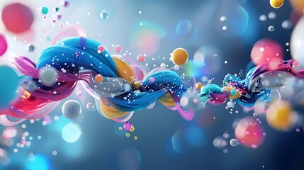 Wall Mural - colorful abstract swirling patterns with smooth textures and floating shapes in a dreamy background
