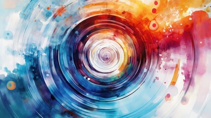Wall Mural - abstract swirling color:an artistic swirling watercolor design, with vibrant red, orange, and blue h