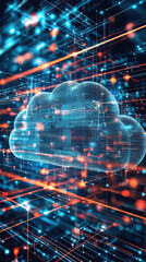 cloud computing network: an immersive image depicting the interconnectedness of data in the digital 