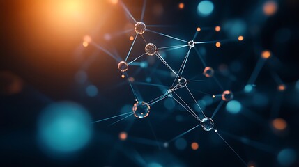 Wall Mural - abstract network connection: futuristic technology background with data nodes, science, and artifici