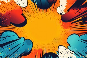 Poster - Dynamic comic book action with vibrant colors and bold patterns creating an engaging and lively visual energy