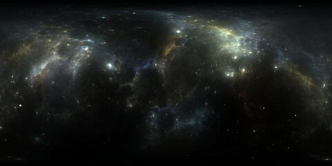 Wall Mural - 360 degree space nebula. giant interstellar cloud with stars, equirectangular projection, environmen