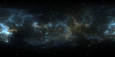 Wall Mural - 360 degree space nebula. giant interstellar cloud with stars, equirectangular projection, environmen