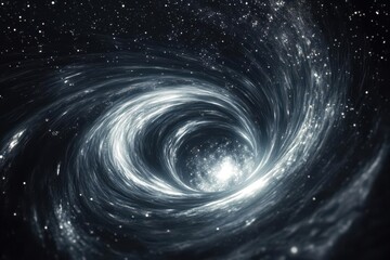 Wall Mural - a mystical cosmic portal with swirling geometric patterns and radiant energy beams emerging from a central vortex against a starry deep space background