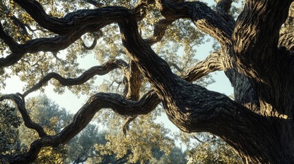 Wall Mural - majestic old tree branches against a sky: nature's timeless beauty