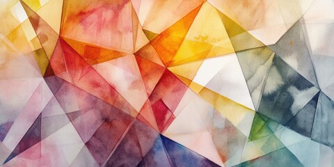Wall Mural - abstract watercolor geometry: a vibrant display of geometric shapes and color gradients creating a m