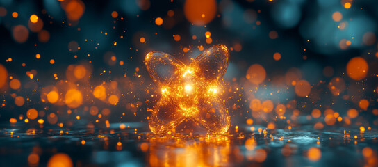 Poster - A luminous representation of a qubit in a quantum system showcases principles like superposition and entanglement.