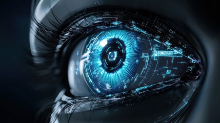 Cybernetic Eye: A futuristic digital iris with technological interface
