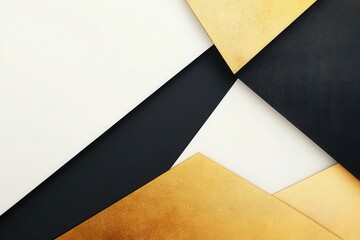 Fototapete - Minimalist geometric design with black, white, and gold shapes creating a modern aesthetic for graphic and web use