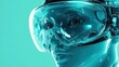 © Firadoaw - A futuristic teal background, adorned with the sleek lines of a virtual reality headset, hinting at the immersive world that awaited within.
