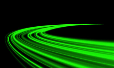 Wall Mural - Abstract green light speed blur motion movement on black background vector