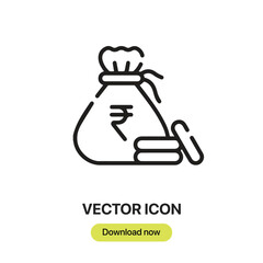 Aufkleber - Rupee icon vector. Linear-style sign for mobile concept and web design. Rupee symbol illustration. Pixel vector graphics - Vector.	
