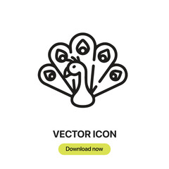 Fototapete - Peacock icon vector. Linear-style sign for mobile concept and web design. Peacock symbol illustration. Pixel vector graphics - Vector.	
