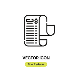Fototapete - Bill icon vector. Linear-style sign for mobile concept and web design. Bill symbol illustration. Pixel vector graphics - Vector.	
