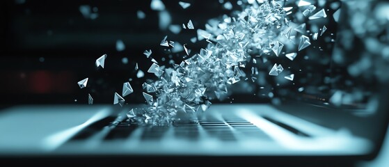 Leinwandbilder - Email icon on laptop screen with 3D cursor, showcasing digital communication, professional technology, and streamlined productivity