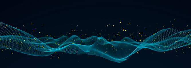 Leinwandbilder - Digital technology background. Network connection dots and lines. Futuristic background for presentation design. 3d rendering.	