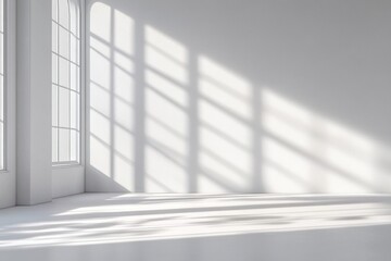 Poster - Bright Minimalist White Interior with Soft Shadows and Smooth Textures Creating a Serene Atmosphere