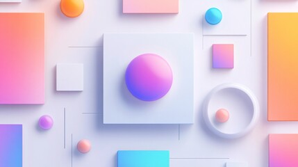 Leinwandbilder - Colorful 3d geometric shapes and spheres creating abstract design