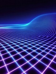Aufkleber - Futuristic grid with holographic effects in blue and silver featuring glowing grid nodes for a high-tech digital interface