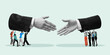 © master1305 - Conceptual design. Business professionals supporting handshake, emphasizing teamwork, negotiation, and collaboration. Metaphor for cooperation, strategic alliances Concept of business and partnership.