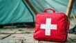 © rahuth - Red Cross Emergency Medic Bag in Disaster Relief Tent