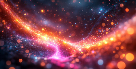 Fototapete - Dynamic patterns represent quantum computing elements such as qubits and superposition.