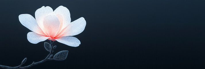 Poster - A poetic digital illustration showcasing a delicate, luminous magnolia bud softly glowing in pastel