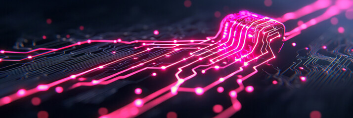 Aufkleber - A poetic digital artwork capturing glowing cybernetic data streams and intricate neon conduits