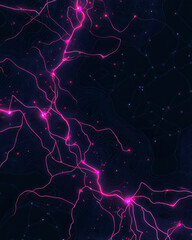Leinwandbilder - Poetic abstract illustration of cascading neon data streams interwoven with glowing circuitry,