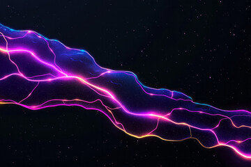Poster - A visionary abstract digital illustration highlighting vibrant neon circuitry and dynamic neural