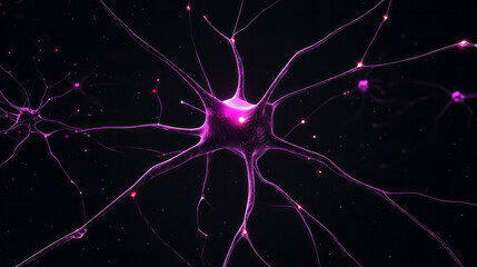 Fototapete - A sophisticated abstract digital composition depicting intricate neon neural pathways illuminated