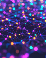 Poster - A poetic digital rendering showcasing a glowing, vibrant neural network formed by neon-illuminated