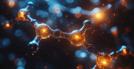 Fototapete - The image depicts a vibrant quantum system with entangled qubits in superposition, emphasizing decoherence and optimization complexities in quantum algorithms through a detailed neural network.