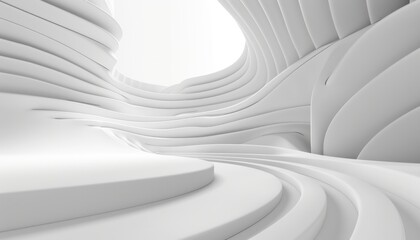 Abstract empty room curve wave wall striped line pattern structure minimal simple futuristic.