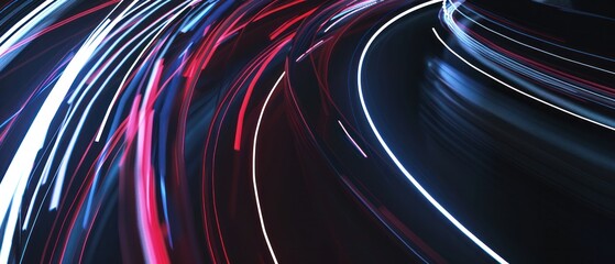 Wall Mural - red white effect blue striped line speed dark black backgrounds explosion, colours abstract curve wa