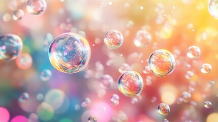 Wall Mural - 3d render of colorful abstract bubbles on pastel background.