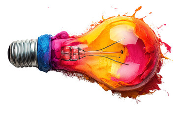 Aufkleber - A vibrant light bulb bursting with vibrant colors, representing creativity and innovation. Ideal for designs related to ideas and inspiration.