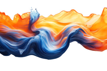 Aufkleber - A vibrant swirl of blue and orange paint creating a dynamic wave effect against a white background, perfect for modern design projects.