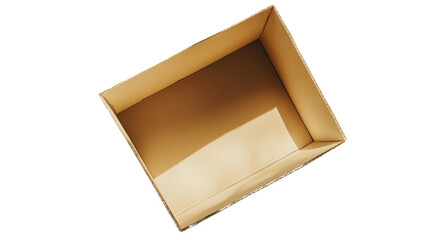 Poster - An empty cardboard box viewed from above, showcasing its interior lined with a soft shadow, surrounded by a white isolated background.