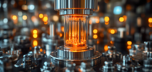 Fototapete - A sophisticated quantum computer setup showcases qubits in superposition and entanglement.
