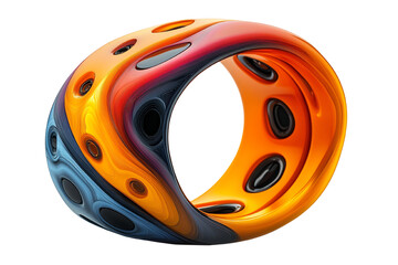 Fototapete - Colorful abstract design showcasing a dynamic, flowing shape with vivid hues and unique patterns on a white isolated background.