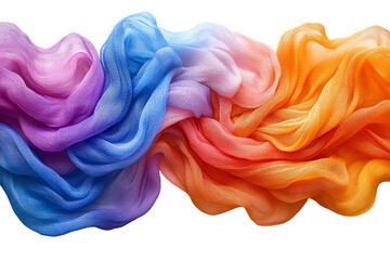 Poster - Colorful layers of flowing silk fabric in vibrant gradients create an artistic, abstract composition, perfect for backgrounds and design projects.
