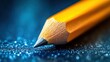 © Firadoaw - A close-up reveals a sharpened yellow pencil, its point honed to perfection, poised on a vibrant blue surface, ready to capture thoughts and ideas onto the page or canvas.