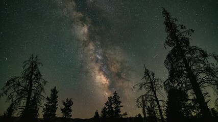 Magic blue night sky with million stars of milky way galaxy Time lapse