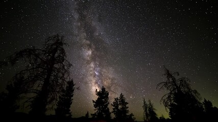 Magic blue night sky with million stars of milky way galaxy Time lapse