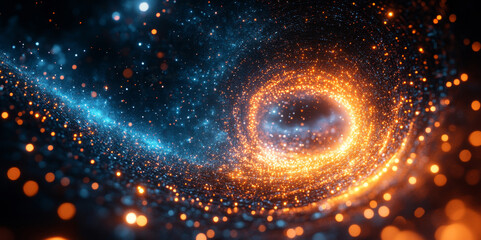 Fototapete - A vibrant depiction of quantum mechanics concepts showcasing swirling lights that symbolize superposition and entanglement, crucial for optimizing algorithms in data science.