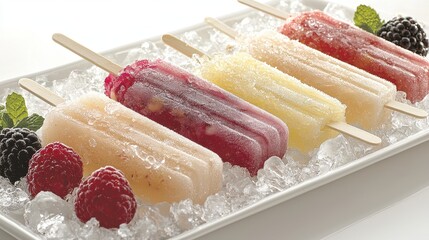 Wall Mural - Beautiful Aerial View of Colorful Frozen Treats on a Tray