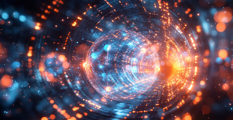 Fototapete - Visual representation of quantum computing principles showcasing superposition and entanglement dynamics. The vibrant interplay of colors depicts data flow within a quantum algorithmic framework.